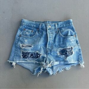 Levi's Blue Distressed Jean Shorts